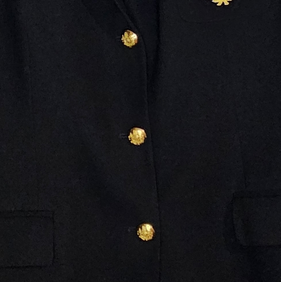Ralph Lauren Vintage Black Wool Blazer 18  Gold Crest Buttons Bullion Crest Chic - Picture 9 of 10